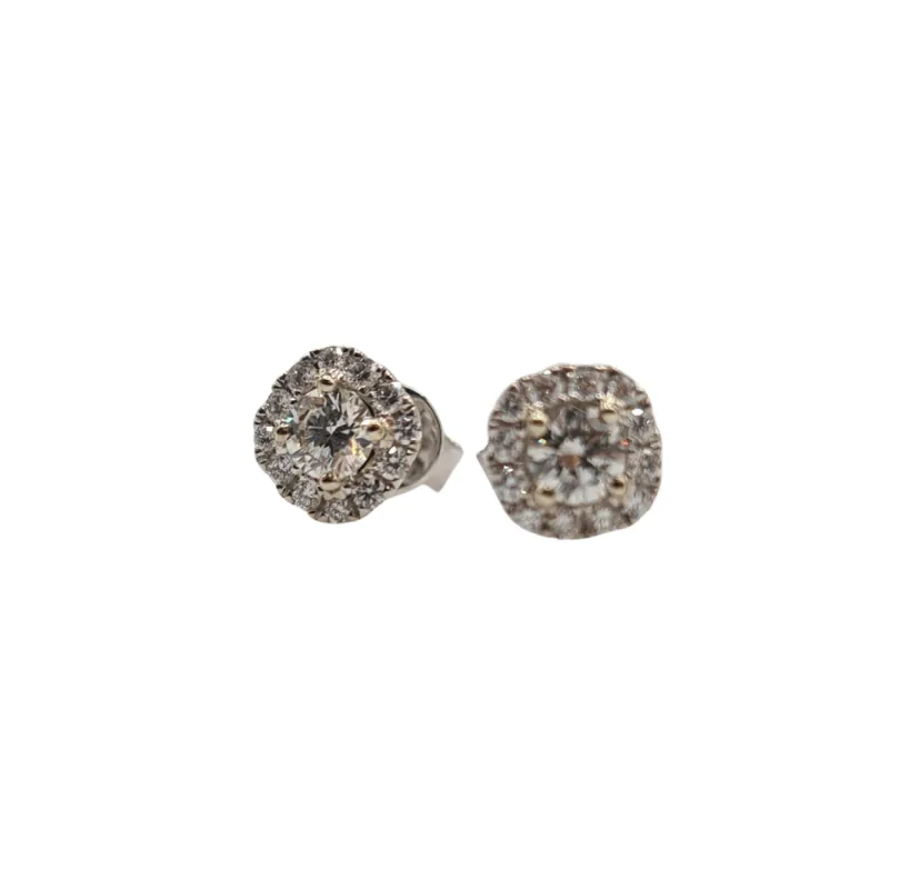 Boucles d'oreilles or blanc serties de diamants sold by 58 Facettes