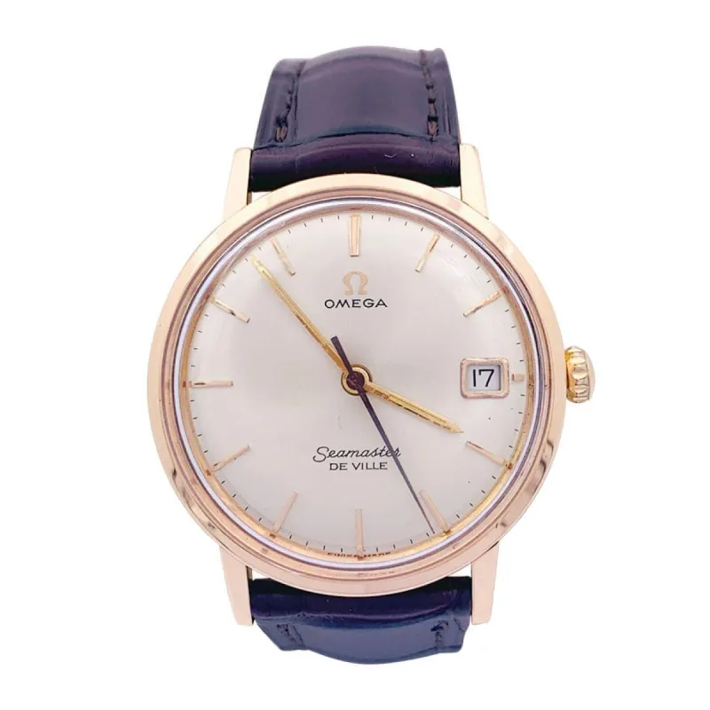 Montre Omega, "Seamaster De Ville", or rose, cuir. sold by 58 Facettes