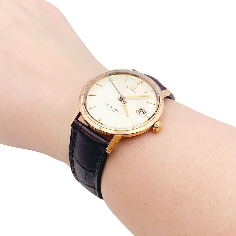 Montre Omega, "Seamaster De Ville", or rose, cuir. sold by 58 Facettes product image thumbnail 5