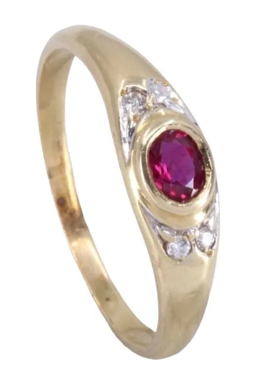 Bague jonc rubis et diamants sold by 58 Facettes