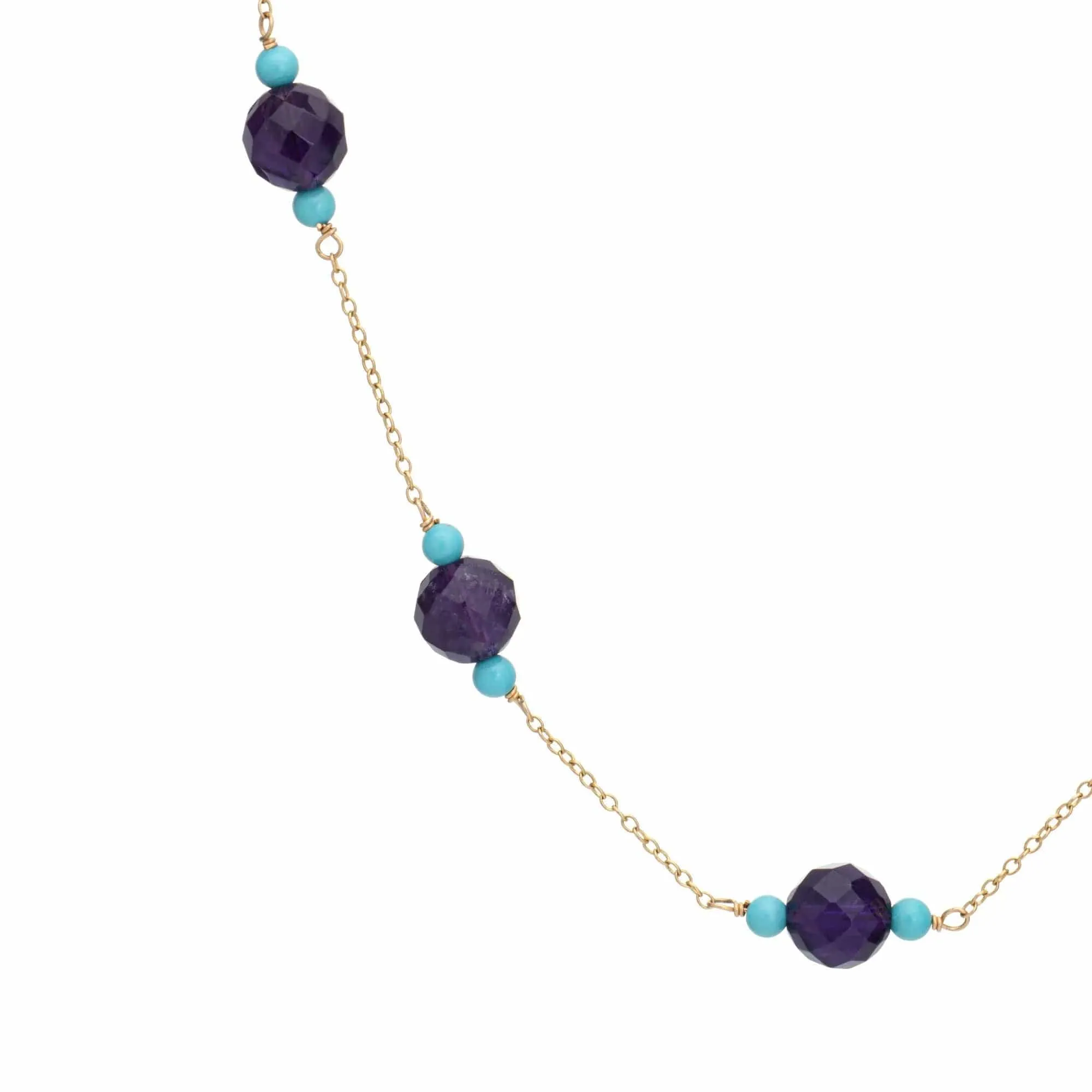 Collier Tour de Cou Améthyste Turquoise Or Jaune sold by 58 Facettes product image thumbnail 3