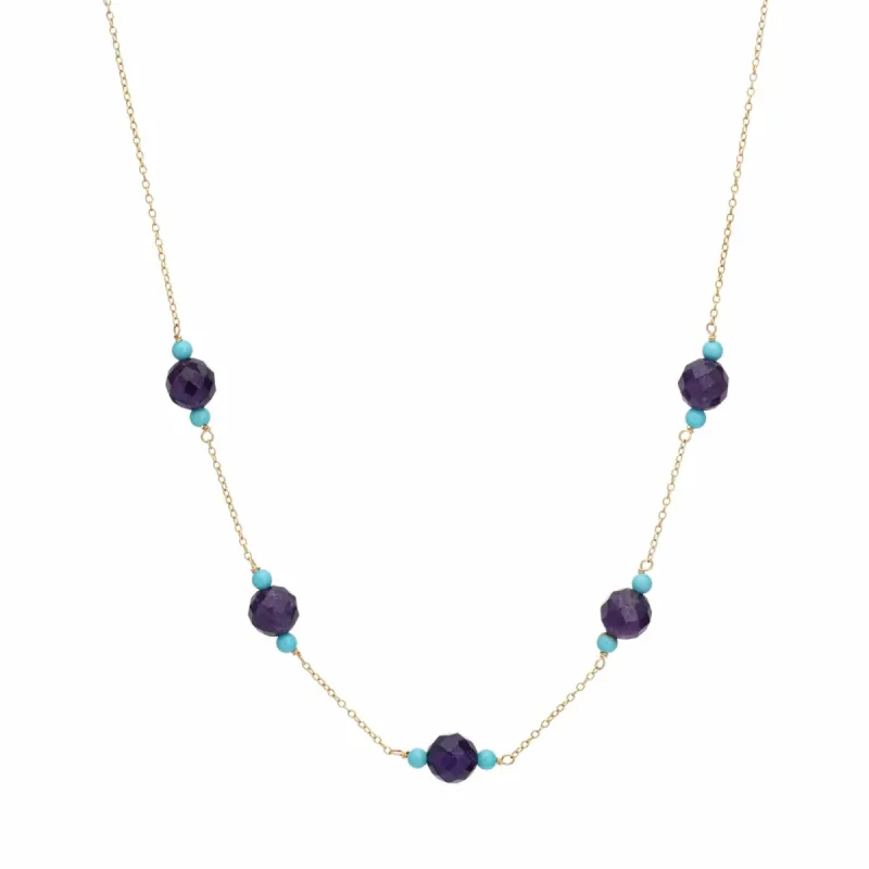 Collier Tour de Cou Améthyste Turquoise Or Jaune sold by 58 Facettes