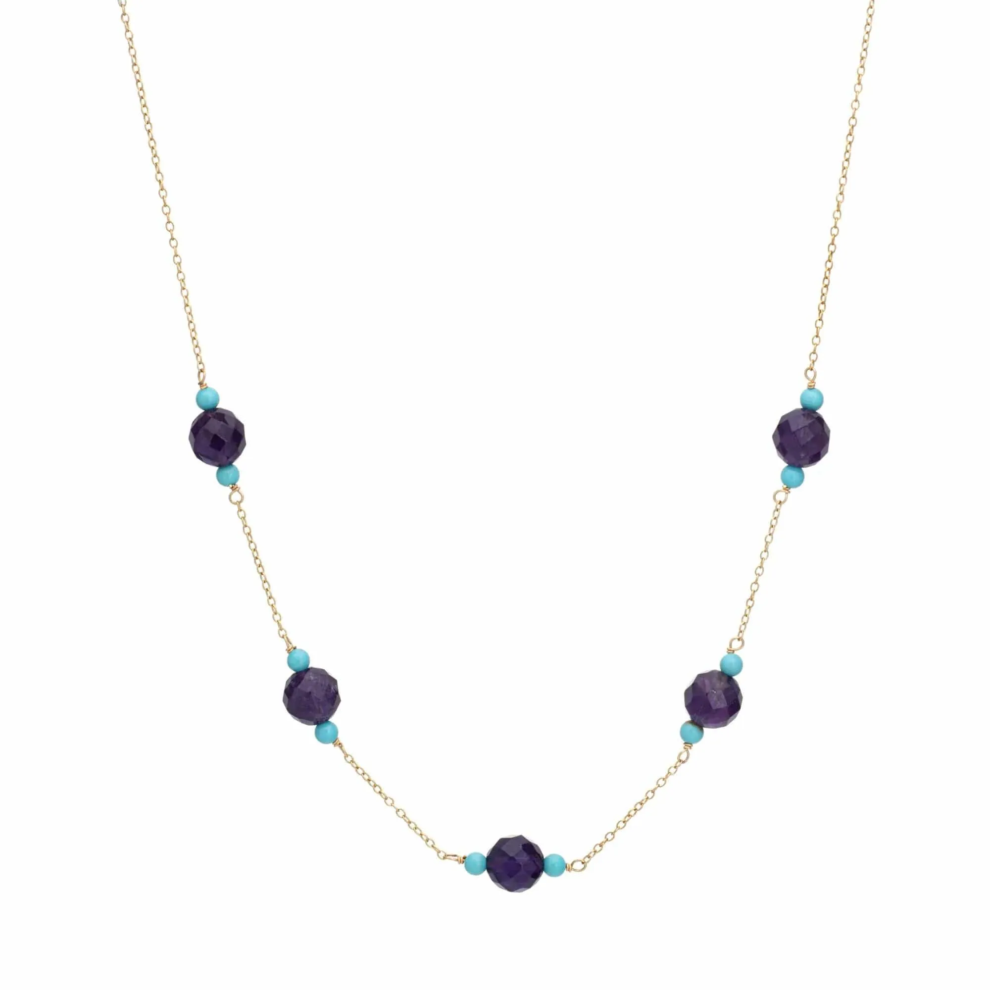 Collier Tour de Cou Améthyste Turquoise Or Jaune sold by 58 Facettes
