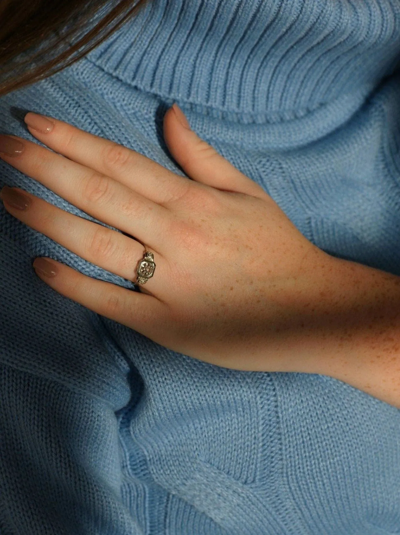 Bague de fiançailles Art Deco platine, et diamants sold by 58 Facettes product image thumbnail 3