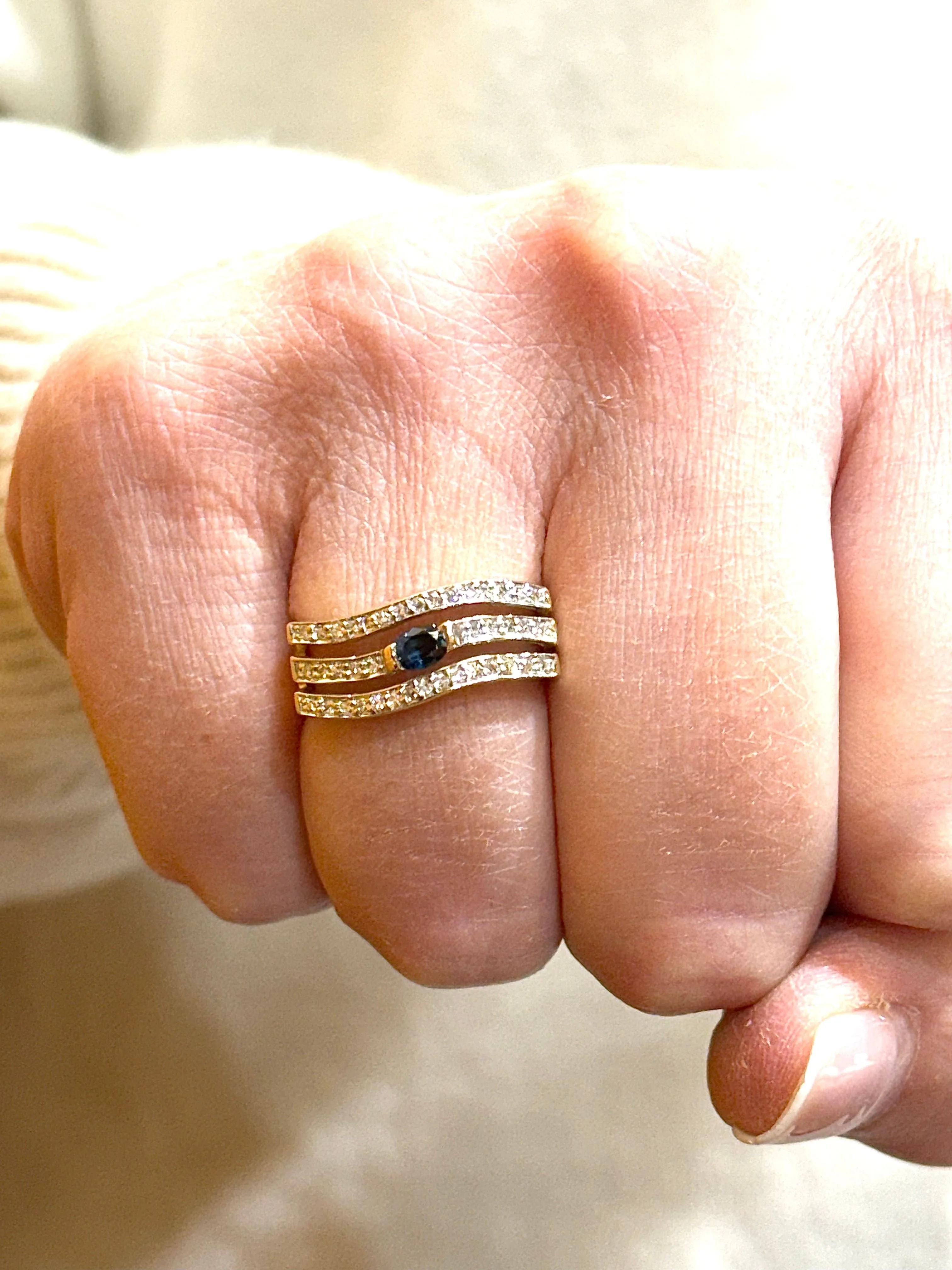 Bague vintage en or 18 carats diamants 8/8 et saphir sold by 58 Facettes product image thumbnail 2