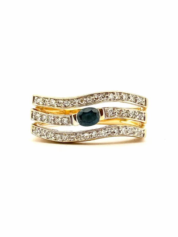 Bague vintage en or 18 carats diamants 8/8 et saphir sold by 58 Facettes