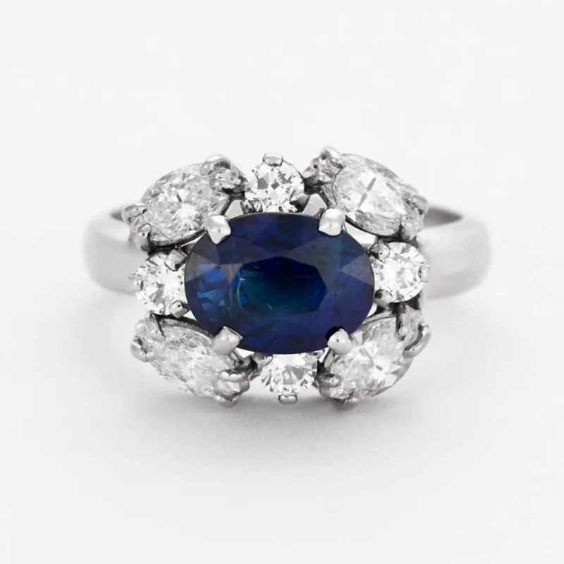 Bague saphir et diamants sold by 58 Facettes