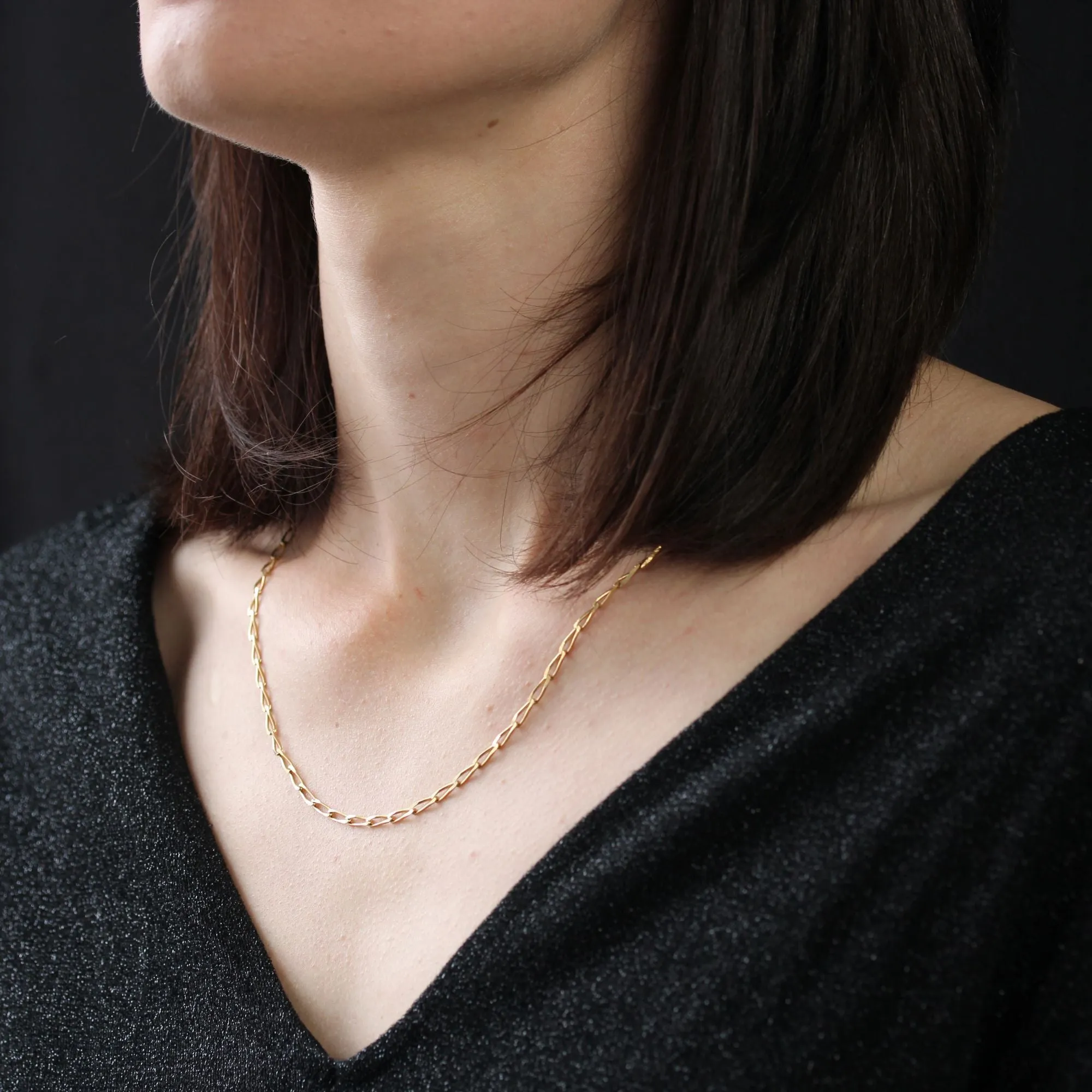 Chaine or jaune maille gourmette limée rectangulaire sold by 58 Facettes product image thumbnail 2