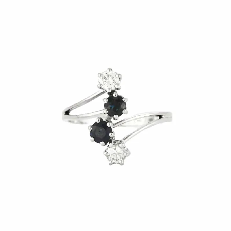 Bague Toi et Moi or saphir et diamants sold by 58 Facettes