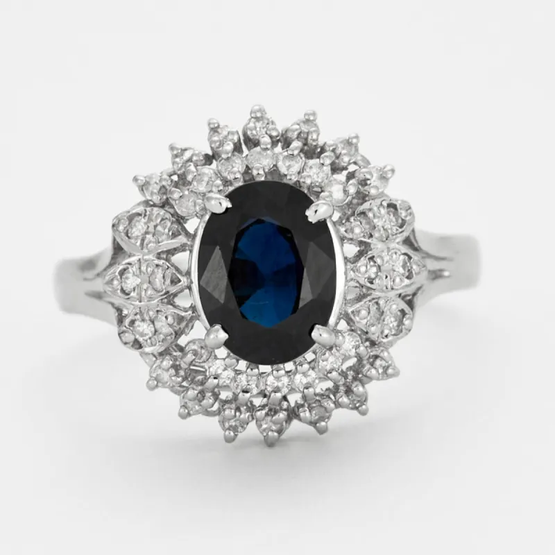 Bague en platine saphir et diamants made by 58 Facettes