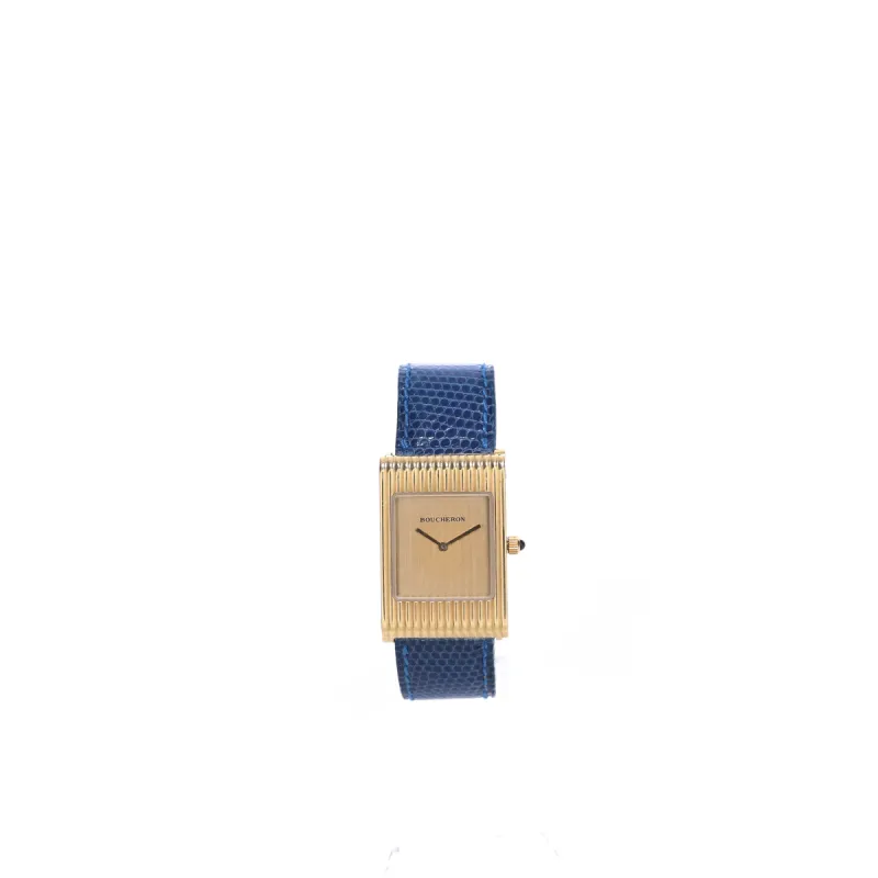 BOUCHERON - Montre reflet or jaune et cuir sold by 58 Facettes