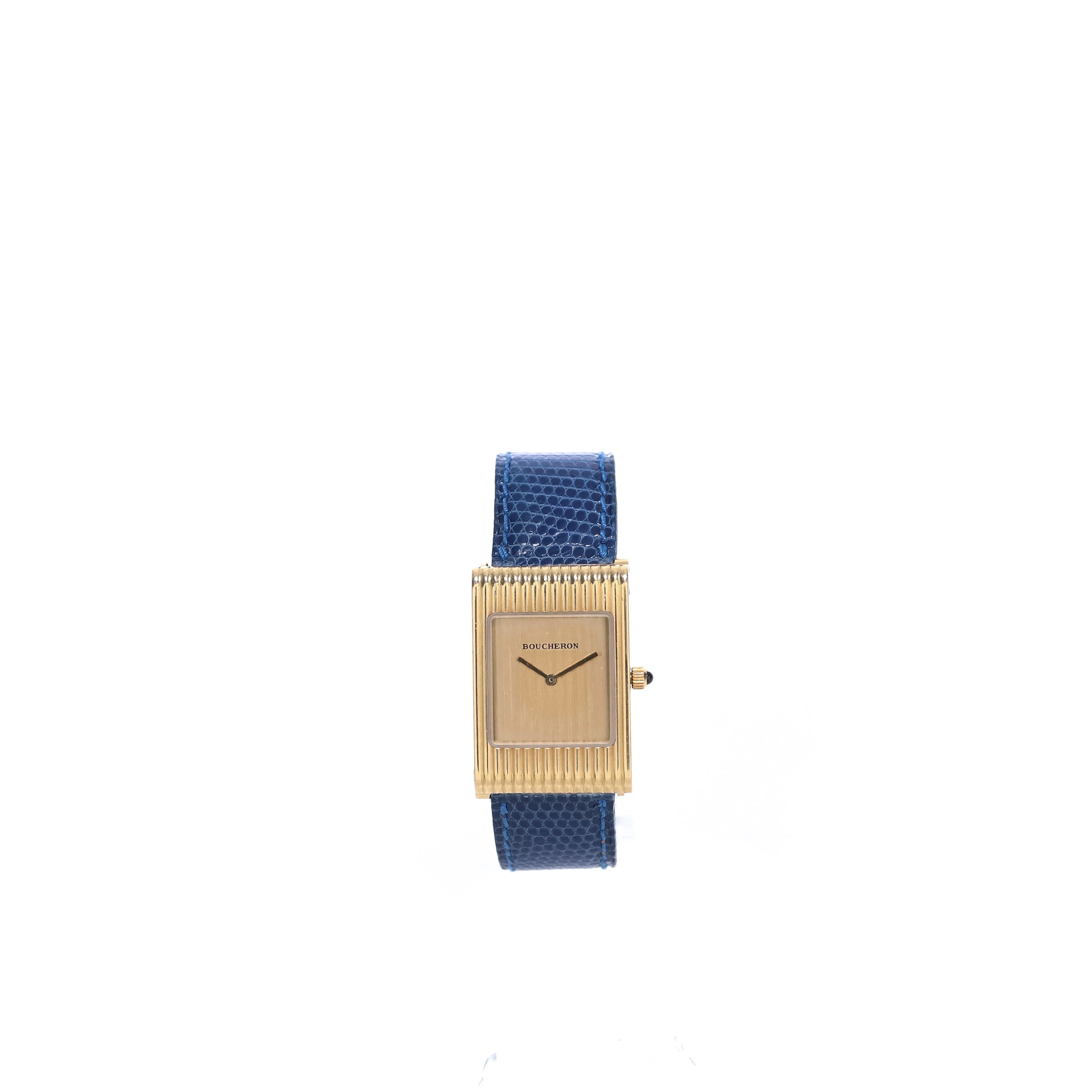BOUCHERON - Montre reflet or jaune et cuir sold by 58 Facettes