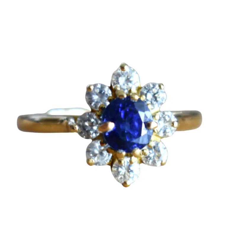 Bague Marguerite or jaune saphir diamants sold by 58 Facettes