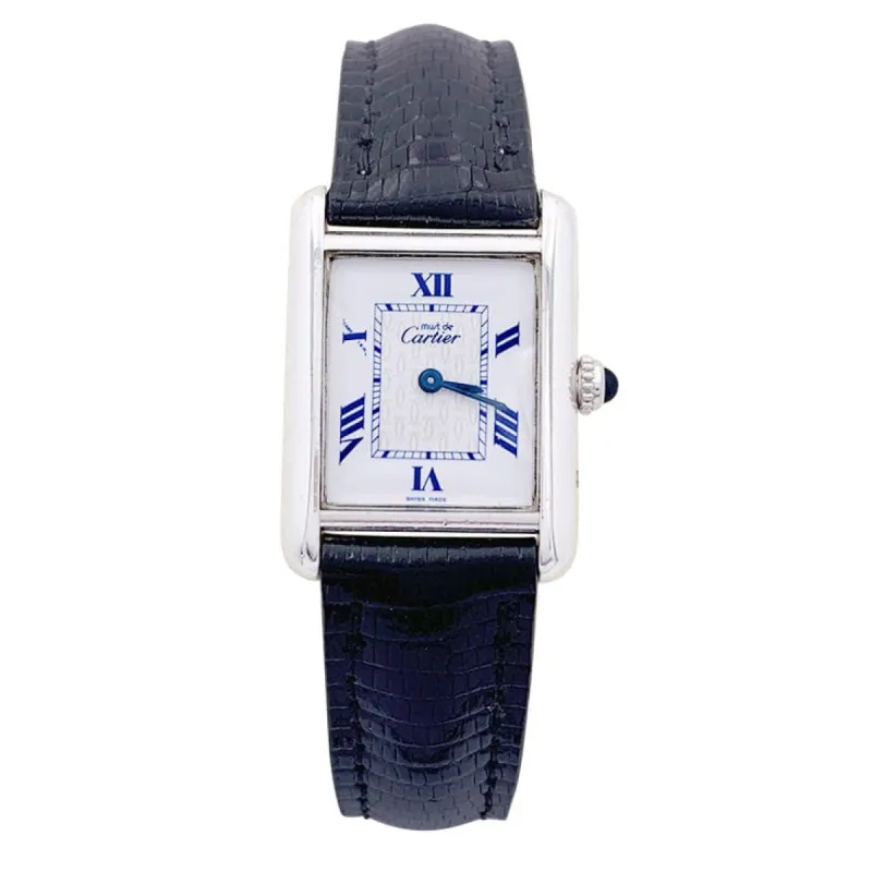 Montre Cartier "Tank Must" argent, cuir. sold by 58 Facettes