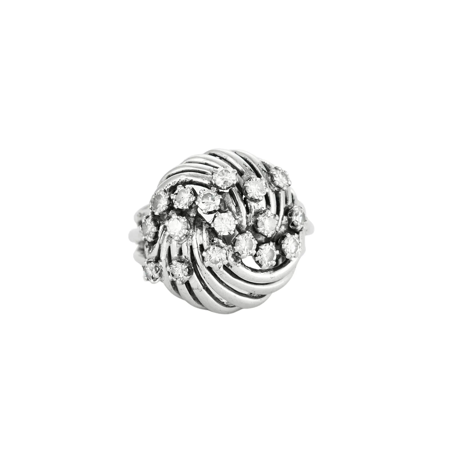 Bague or blanc sertie de diamants naturels sold by 58 Facettes