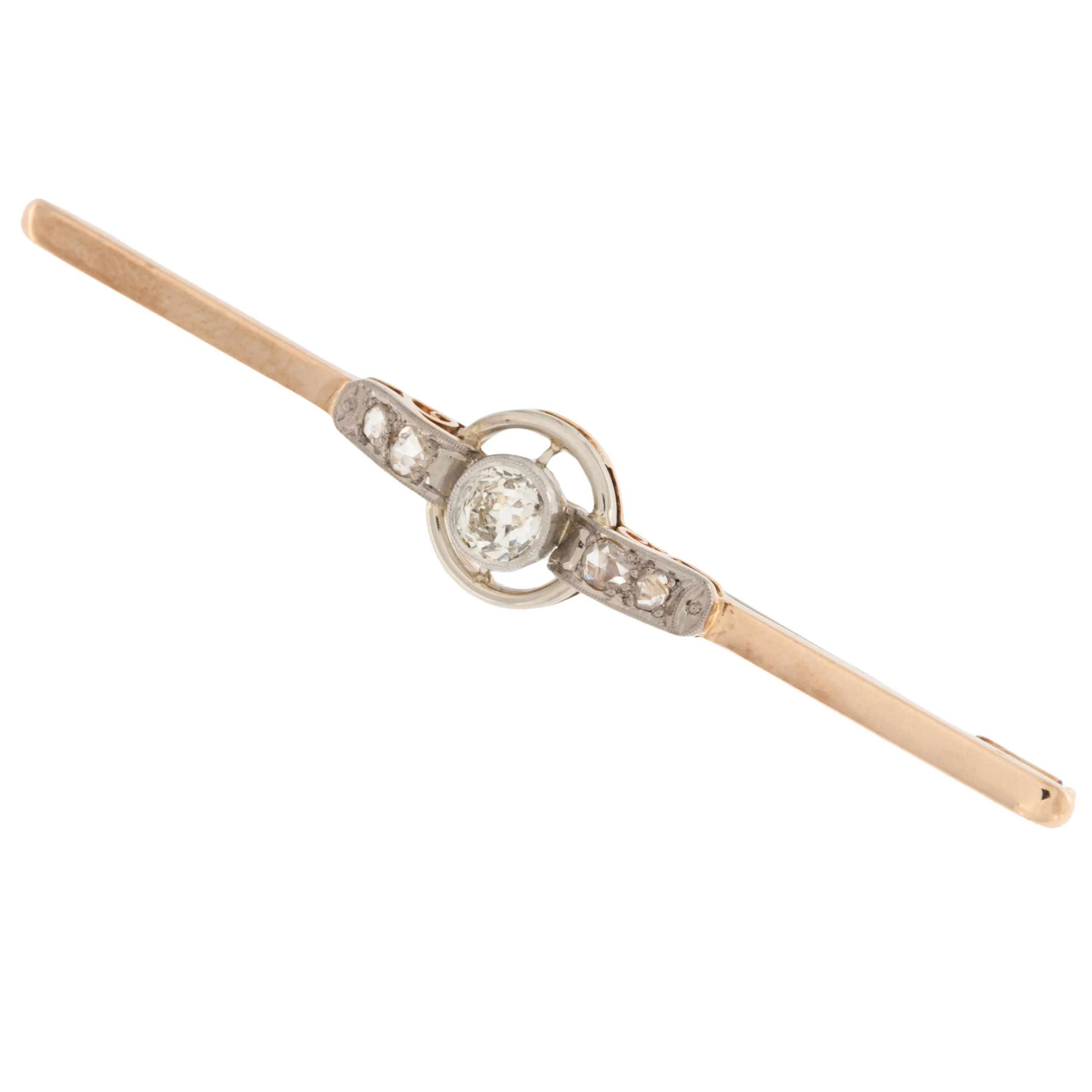 Broche rétro en or jaune et platine avec diamants sold by 58 Facettes