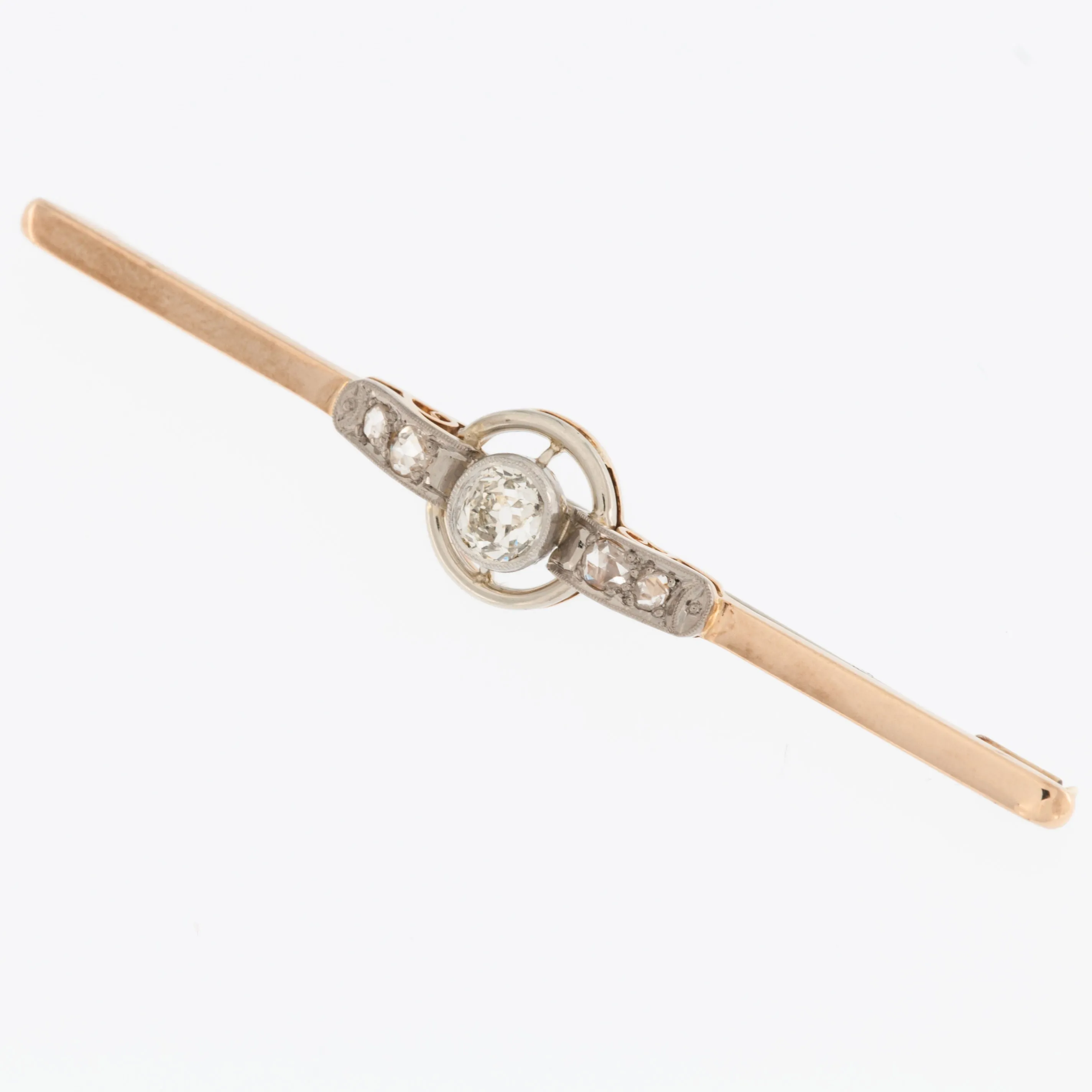 Broche rétro en or jaune et platine avec diamants sold by 58 Facettes product image thumbnail 2