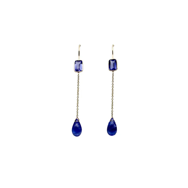Boucles d'oreilles pendantes en or et tanzanite sold by 58 Facettes