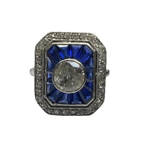 Bague Art déco en or jaune 18K, saphirs et diamants sold by 58 Facettes product image thumbnail 3