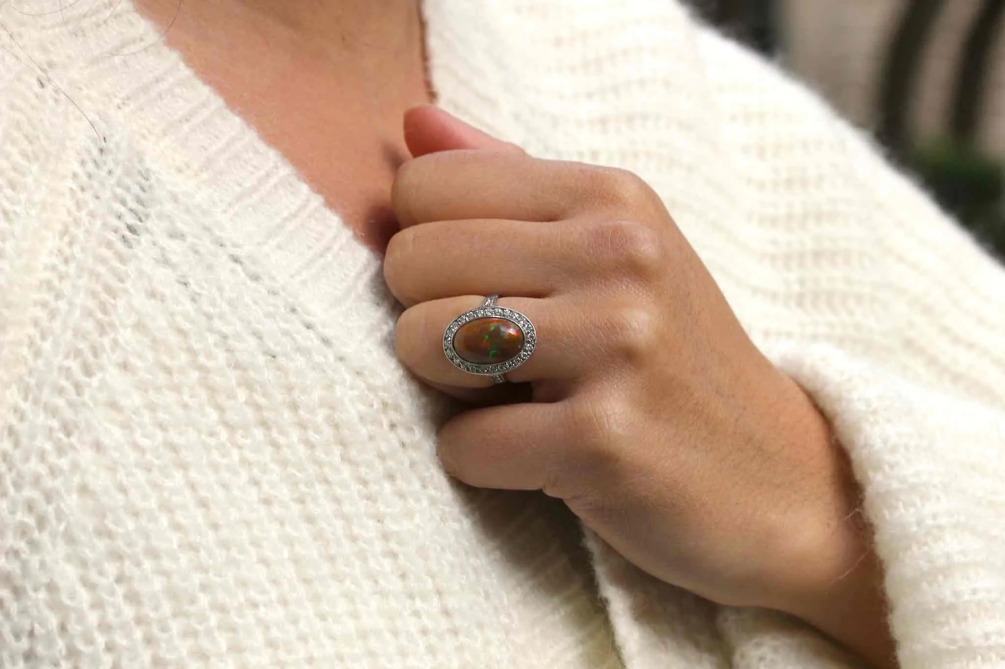 Bague Platine Opale de feu Diamants sold by 58 Facettes product image thumbnail 2