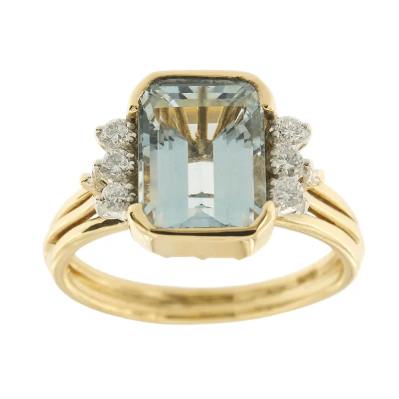 Bague aigue-marine et diamants sold by 58 Facettes
