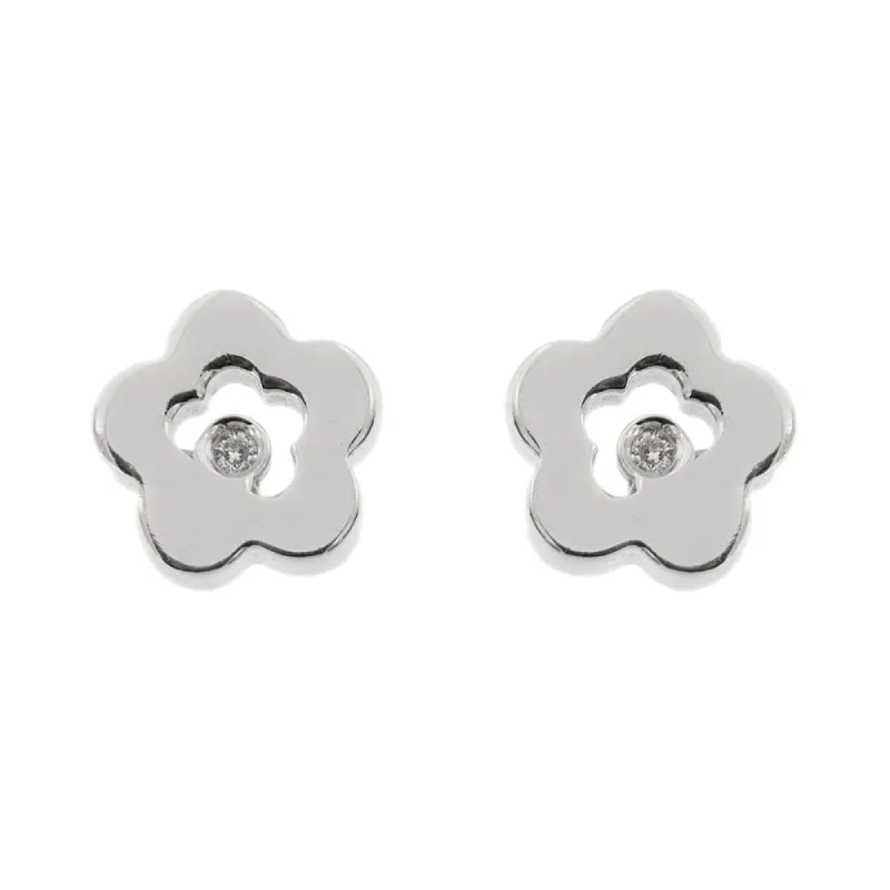 Boucles d'oreilles fleurs avec diamants sold by 58 Facettes