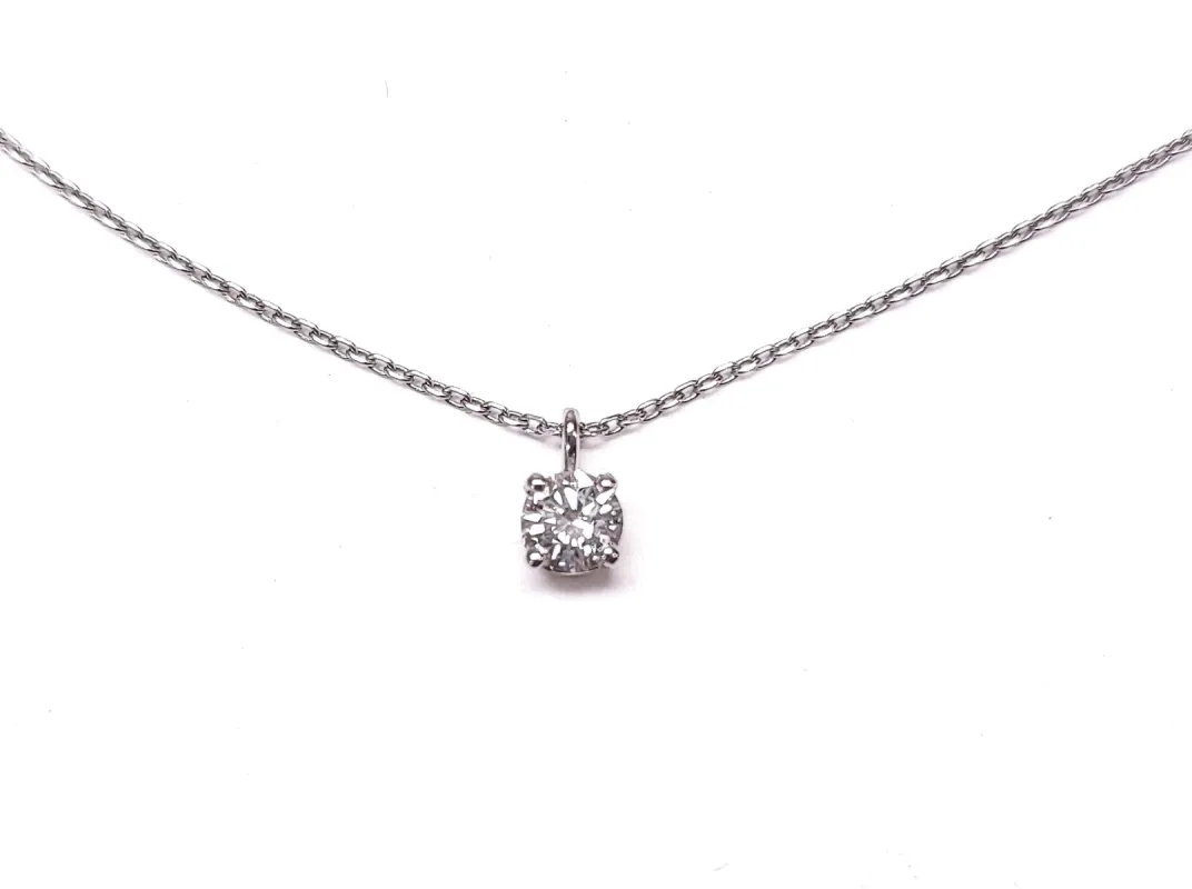 Collier solitaire diamant or blanc made by 58 Facettes