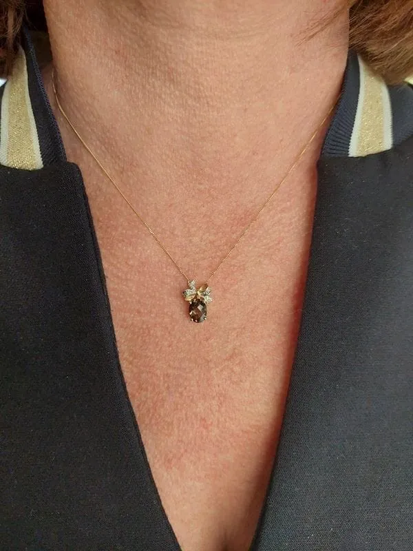 COLLIER QUARTZ FUMÉ ET DIAMANTS sold by 58 Facettes product image thumbnail 2