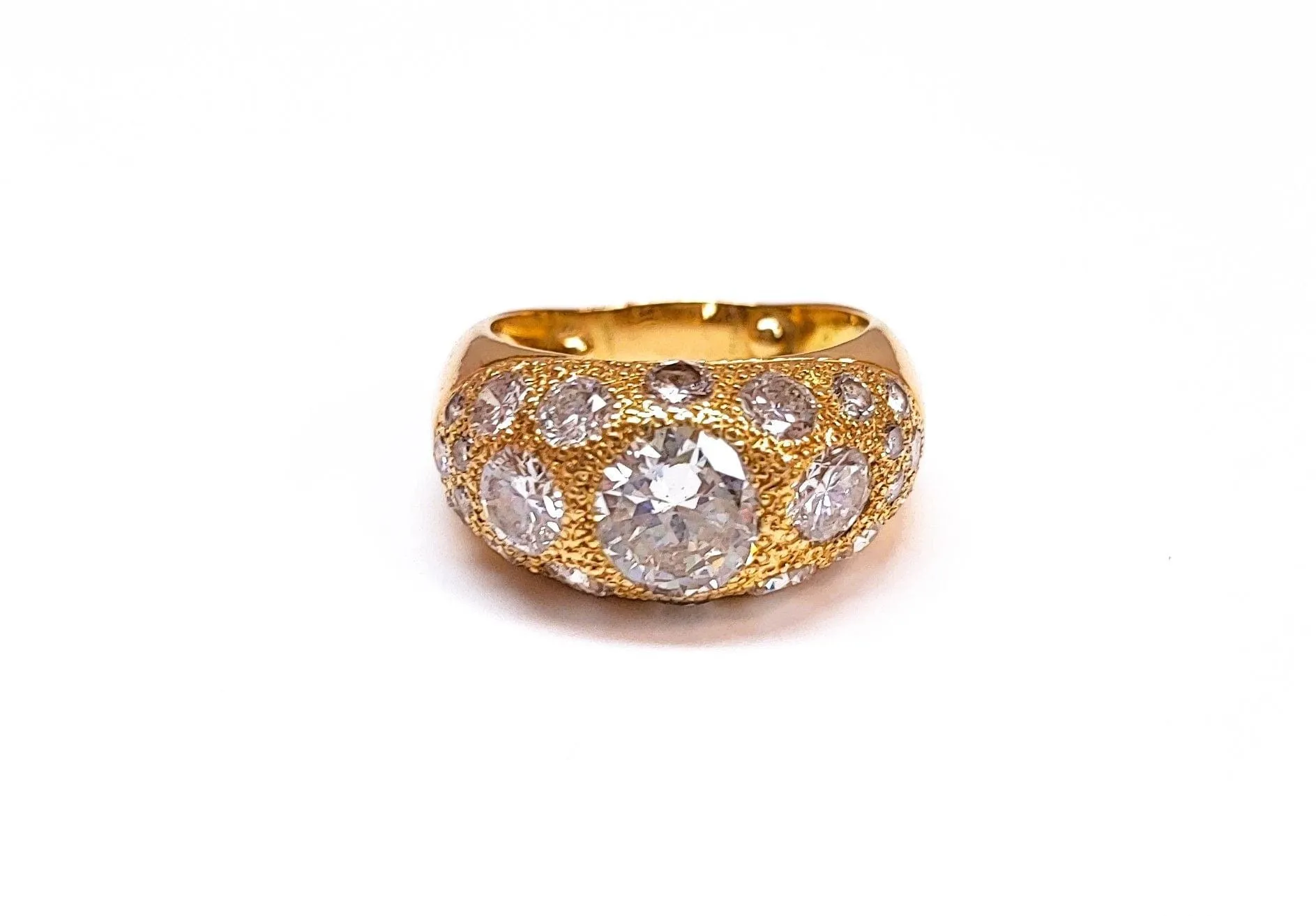 Bague boule diamant solitaire avec pavage sold by 58 Facettes