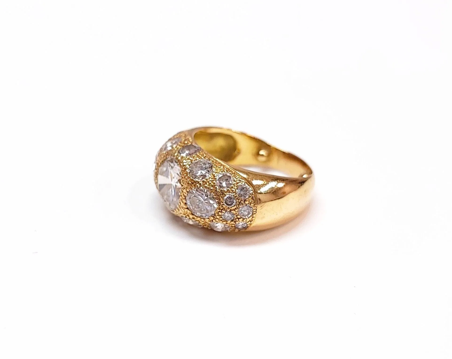 Bague boule diamant solitaire avec pavage sold by 58 Facettes product image thumbnail 4