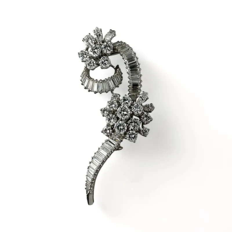 Clip fleurs Rétro Platine Diamants sold by 58 Facettes