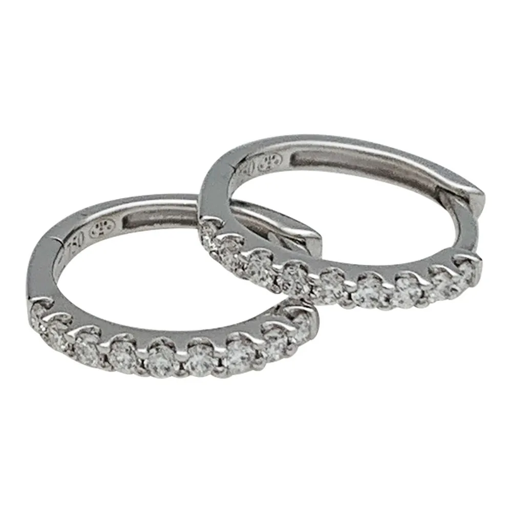 Paire de petites créoles en or blanc, diamants. sold by 58 Facettes product image thumbnail 4