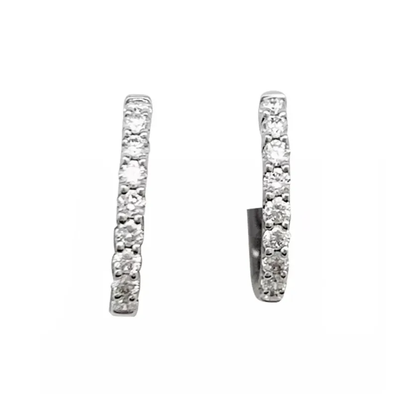 Paire de petites créoles en or blanc, diamants. sold by 58 Facettes