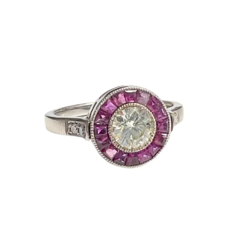 Bague or blanc rubis diamants sold by 58 Facettes