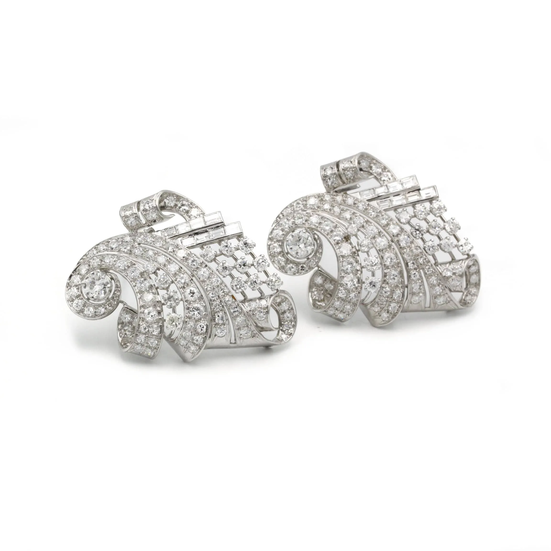 Broche Double Clip Art Déco - Or, platine & diamants sold by 58 Facettes product image thumbnail 3