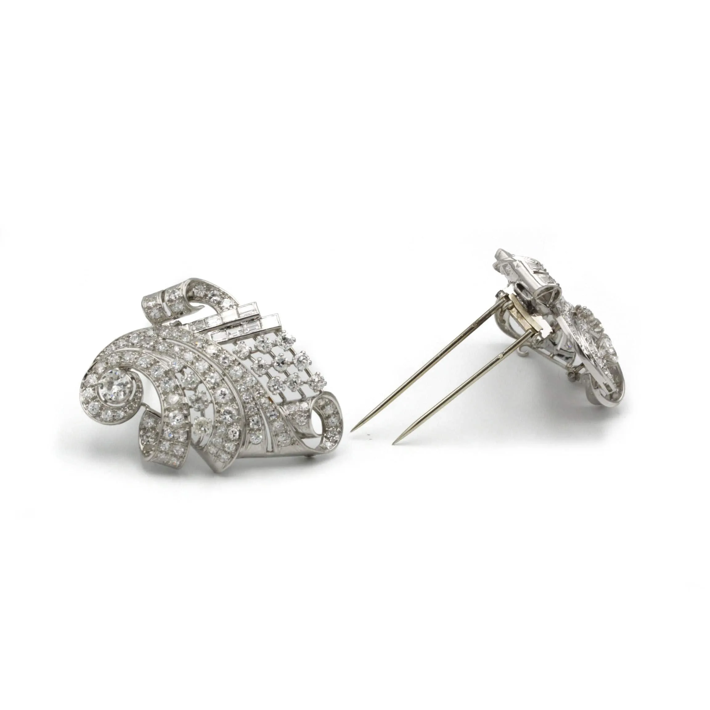 Broche Double Clip Art Déco - Or, platine & diamants sold by 58 Facettes product image thumbnail 2