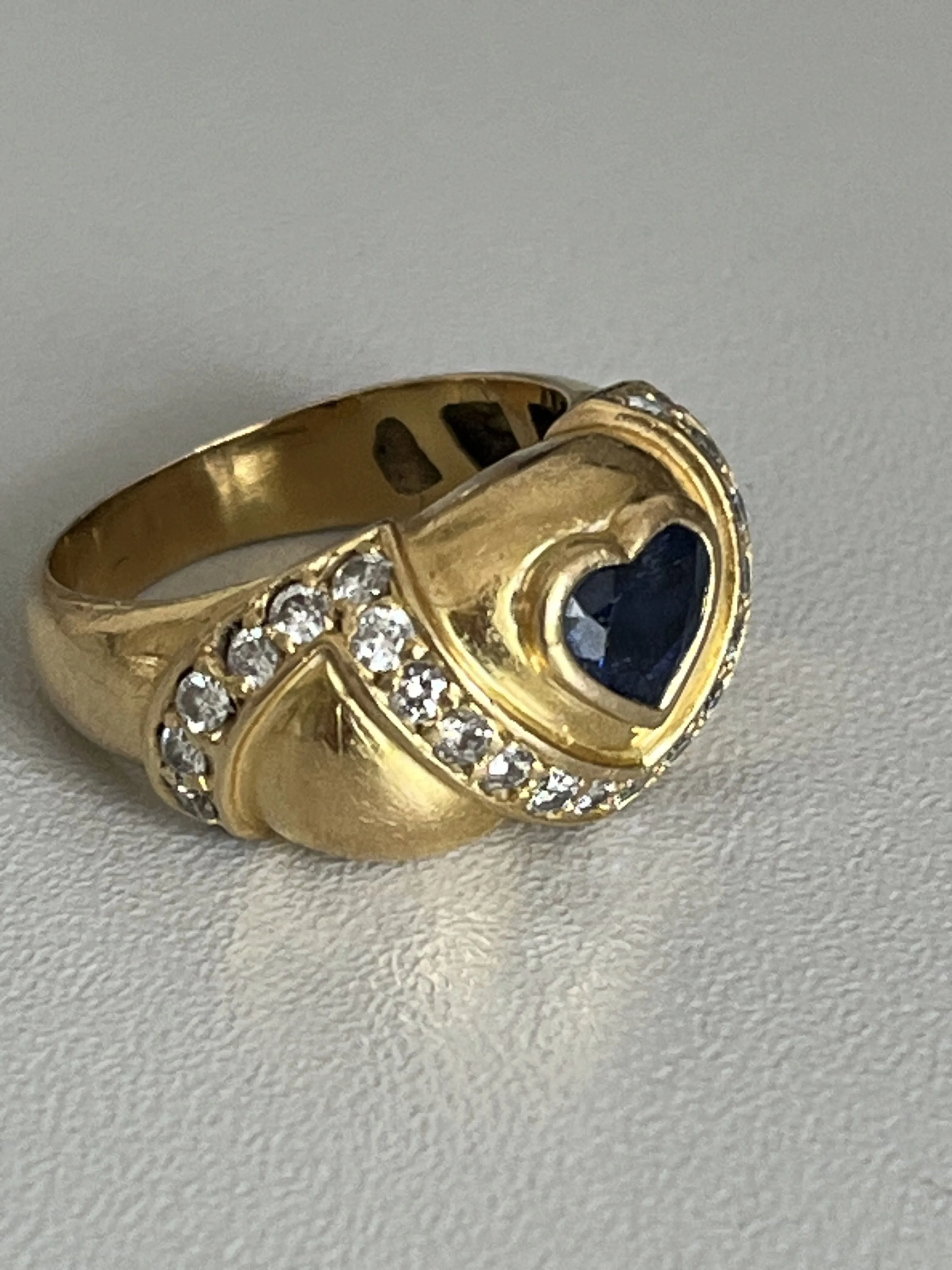 Bague Jonc or jaune saphir cœur diamants sold by 58 Facettes product image thumbnail 4