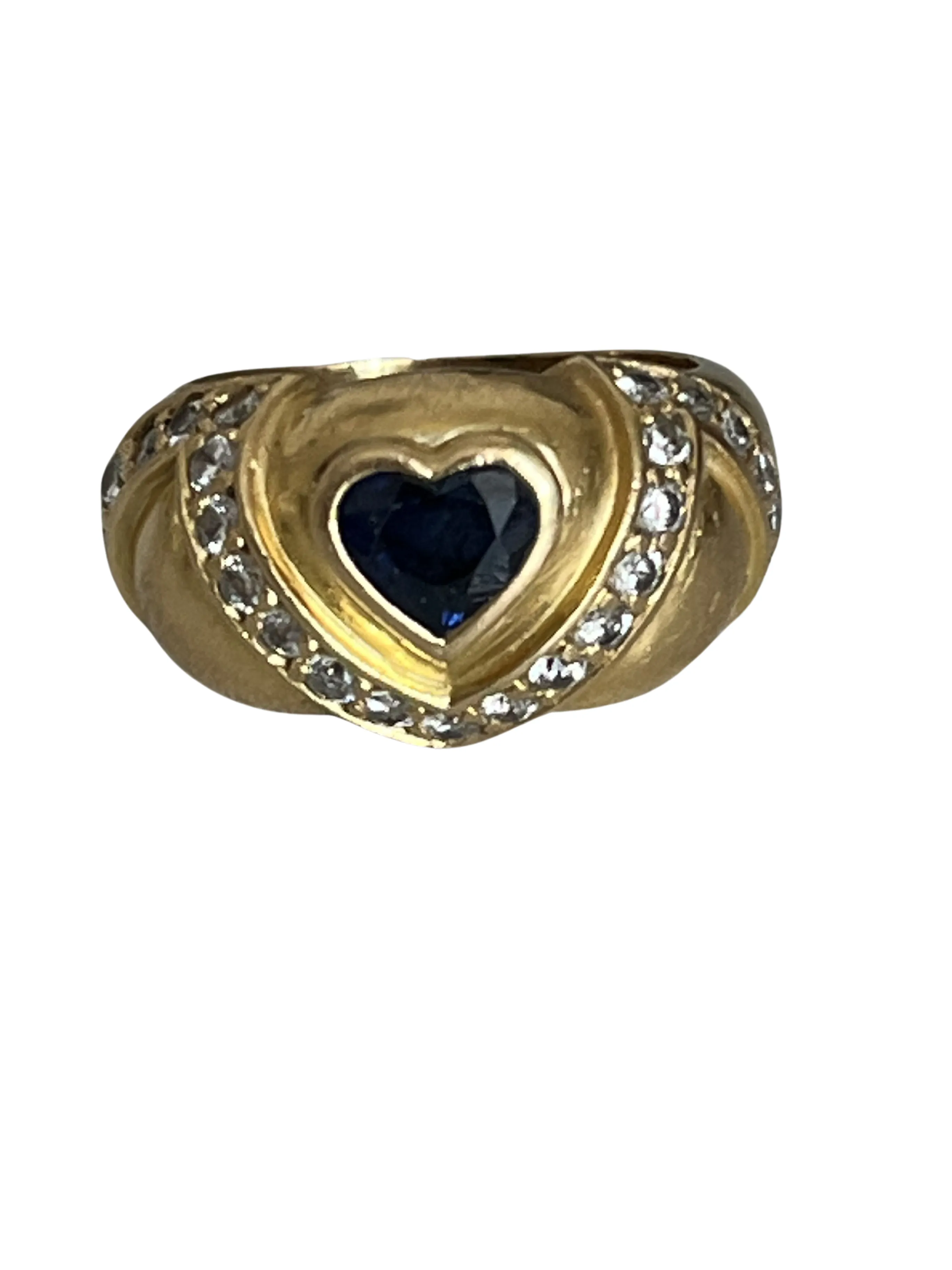 Bague Jonc or jaune saphir cœur diamants sold by 58 Facettes