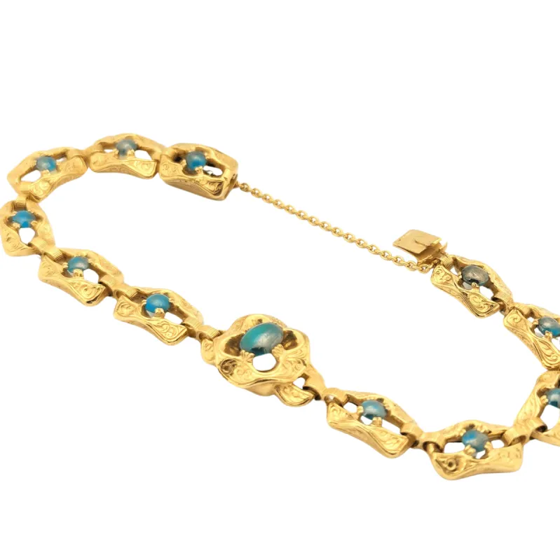 Bracelet en or jaune et turquoises sold by 58 Facettes