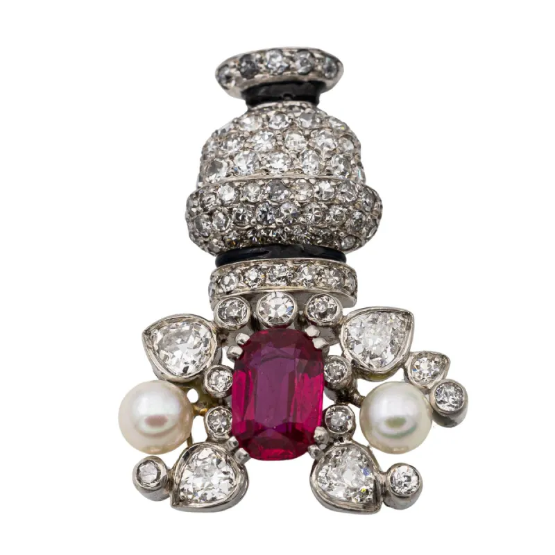 Pendentif Bouquet Platine Rubis sold by 58 Facettes