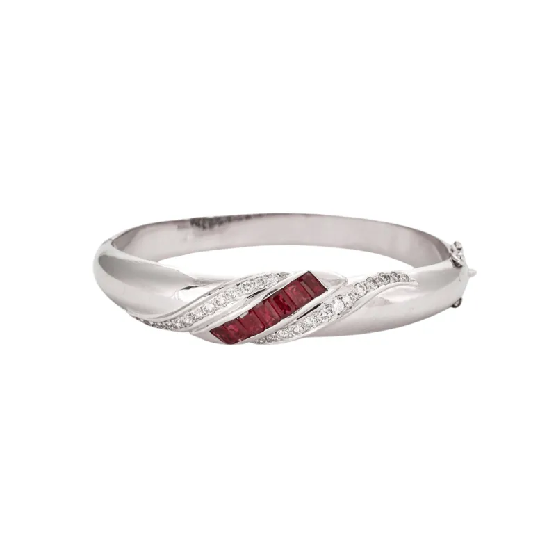 Bracelet jonc diamant et rubis sold by 58 Facettes