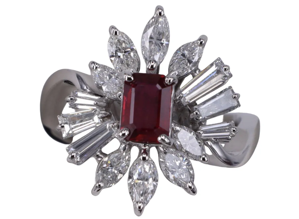 bague rubis et diamant fantaisie sold by 58 Facettes