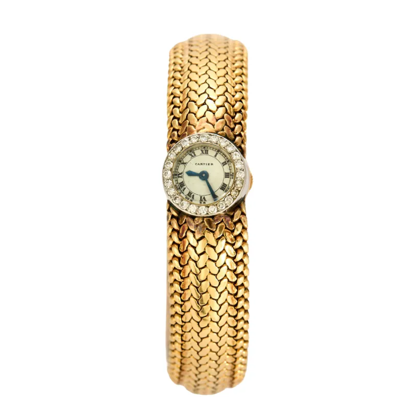 CARTIER – VINTAGE – Bracelet montre de dame en or jaune et or blanc sold by 58 Facettes