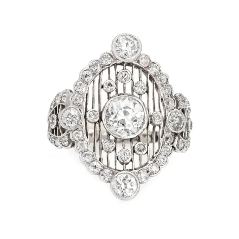 bague antique en diamant dewardien en platine sold by 58 Facettes