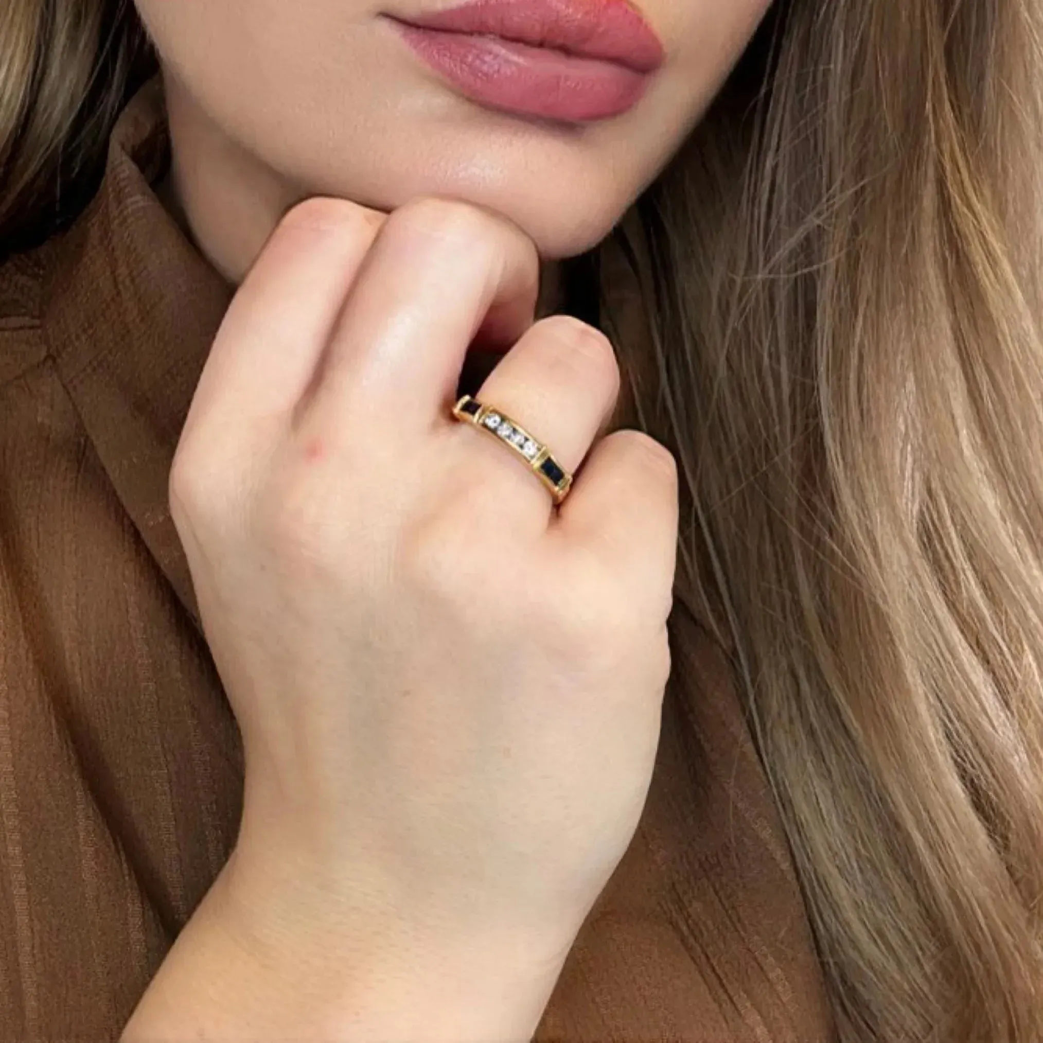 Bague Or jaune diamants et saphirs sold by 58 Facettes product image thumbnail 2