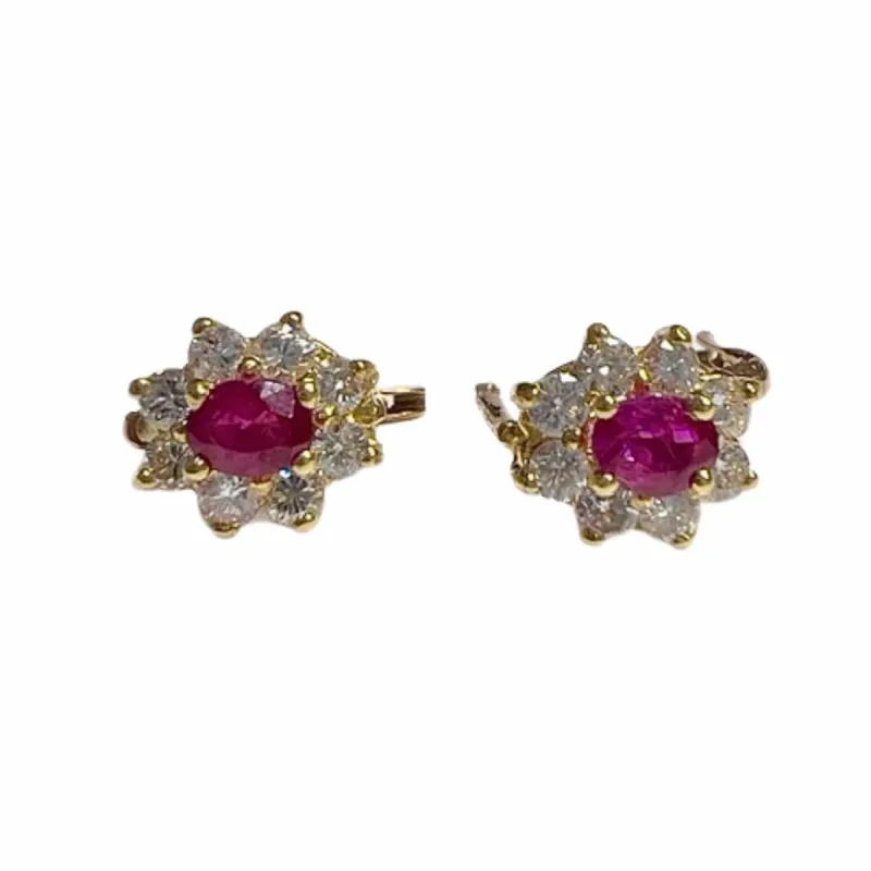 BOUCLES D'OREILLES ROSETTE RUBIS DIAMANTS sold by 58 Facettes