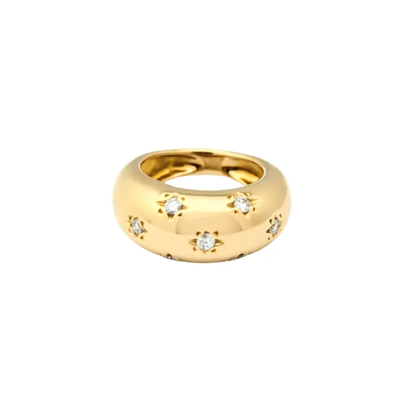 Bague étoiles or jaune et diamants sold by 58 Facettes