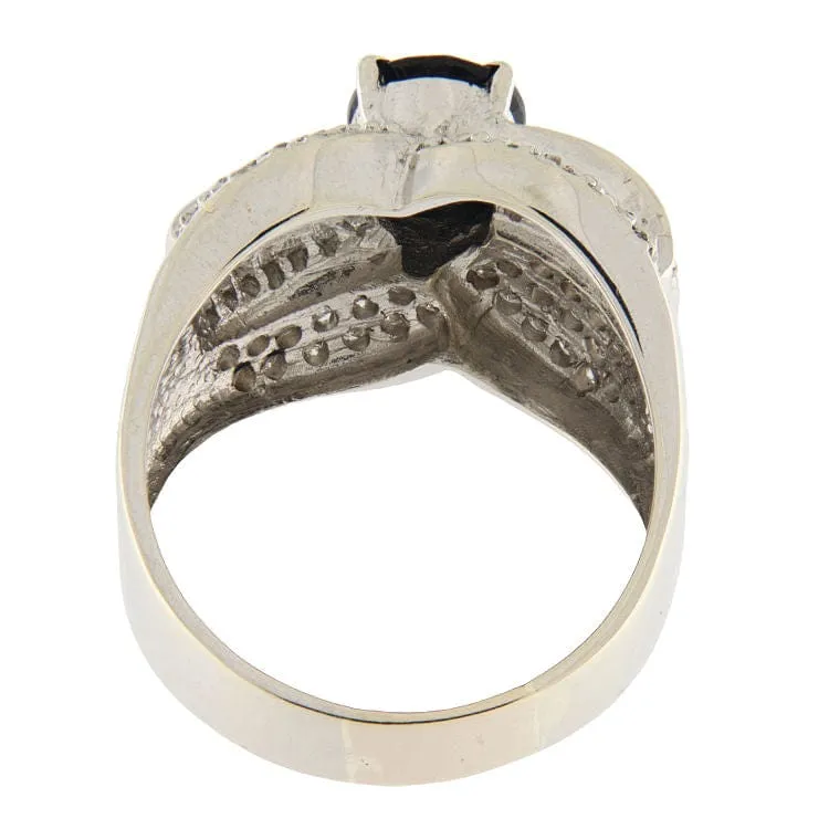 Bague en or blanc avec saphir et diamants taille baguette et brillant sold by 58 Facettes product image thumbnail 2