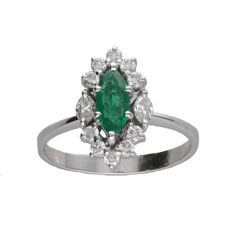 Bague Marguerite Émeraude Marquise Diamants sold by 58 Facettes