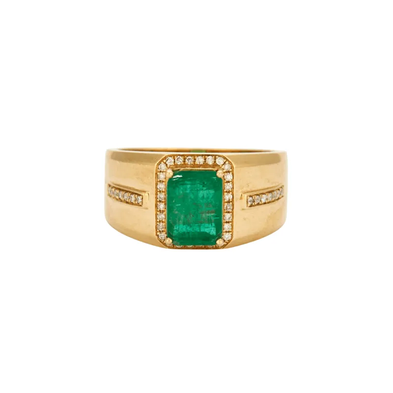 Bague jonc en or jaune émeraude et diamants sold by 58 Facettes